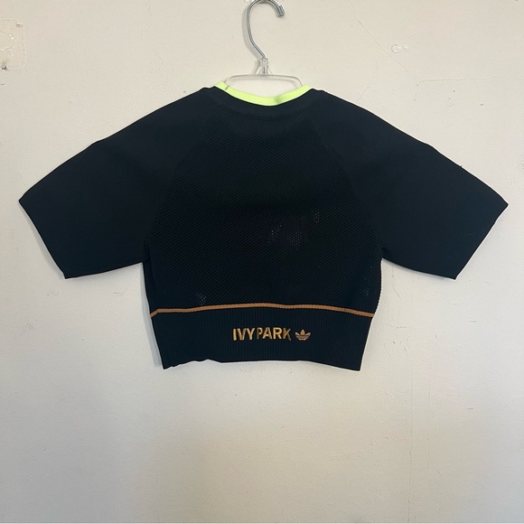 BEYONCE & ADIDAS Collab IVY PARK Knit Crop Top Stretch Black Lime Green NWT Sz M - Picture 5 of 15